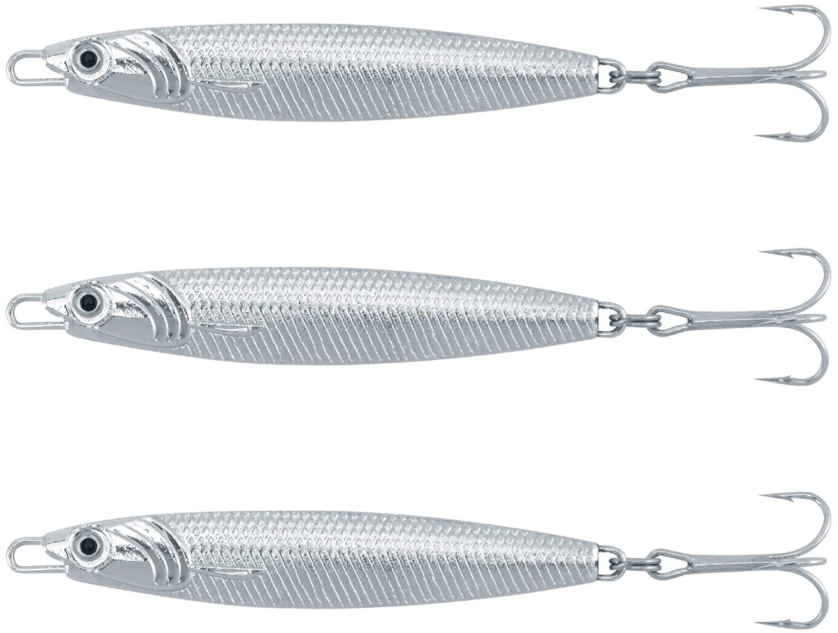 SnelShoppen - Dr.Fish Metal Zeevis Kunstaas Set van 3 - Zilveren Minnow Lepel Kunstaas voor Makreel, Kabeljauw, Bas en Snoek - 30g Metalen Jigs voor S