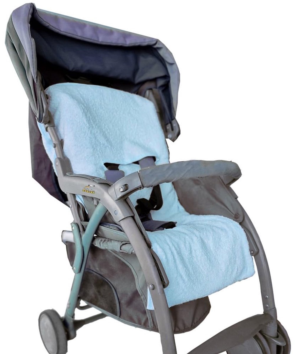 SnelShoppen - Kinderwagenhoes van Badstof 100% Katoen Lichtblauw, Comfortabele en Ademend Bescherming voor Kinderen, Perfect voor Buitengebruik, Made