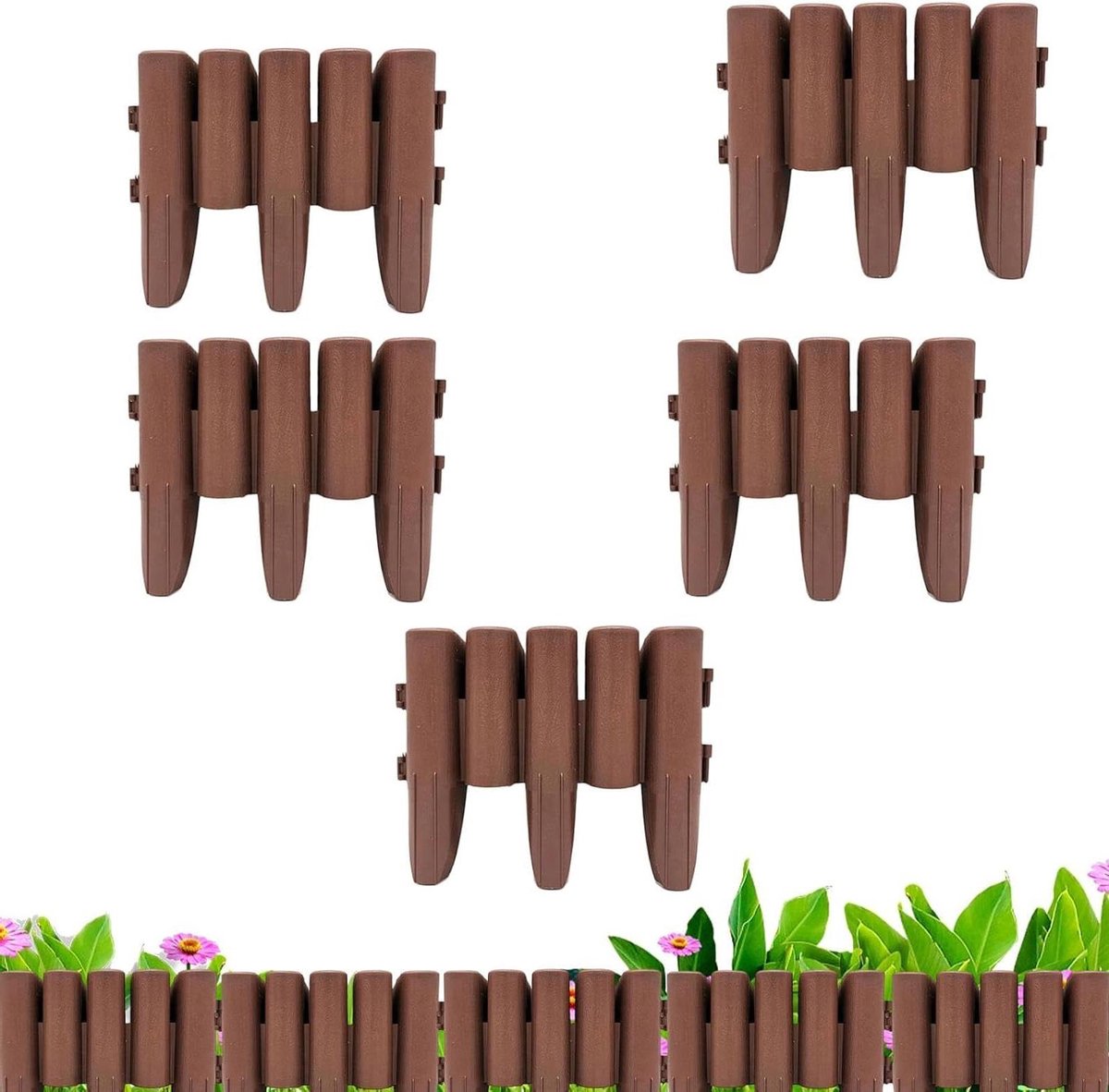 Borderrand Set - Tuinafscheiding Strip - Tuinrand Creëren - Snelle Hamer-in Montage - 5 Stuks - Zwart