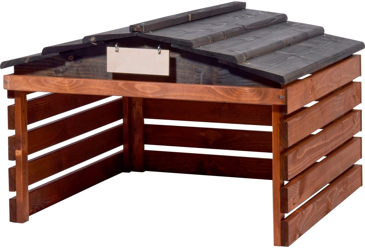 SnelShoppen - Houten Garage voor Robotmaaier met Afneembaar Dak - Schuilplaats voor Robotmaaier - 78,5 x 74 x 52,5 cm - Bruin/Zwart - Tuinaccessoire