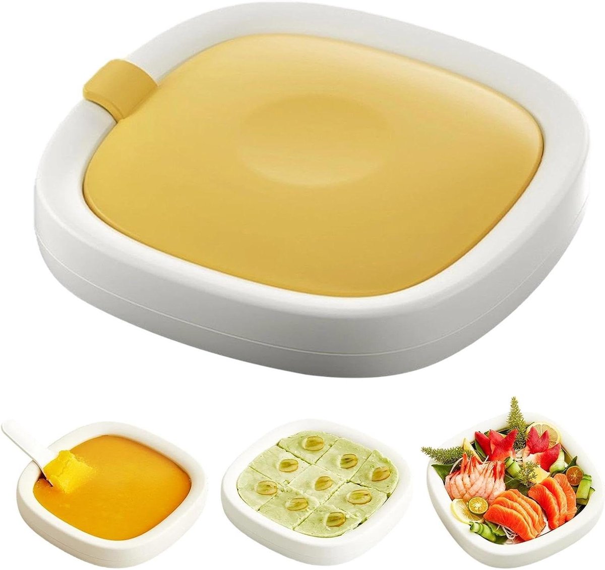 Rolde ijsmachine - Dessert maker - Zelf ijs maken - Geen elektriciteit nodig - 22.7 cm breed - Geel