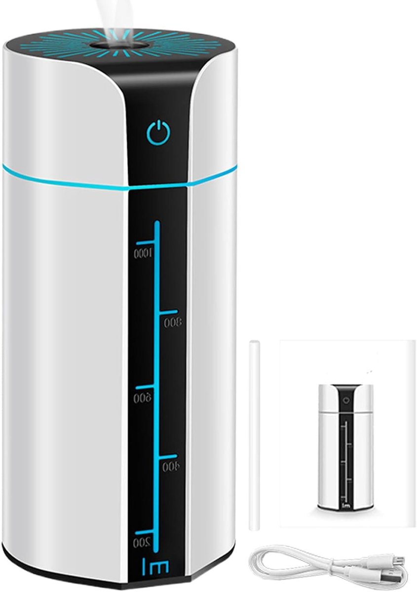Luchtbevochtiger - Luchtverspreider Aroma - Binnenklimaat Verbeteren - Nano Atomization Technologie - 1000 ml - Wit