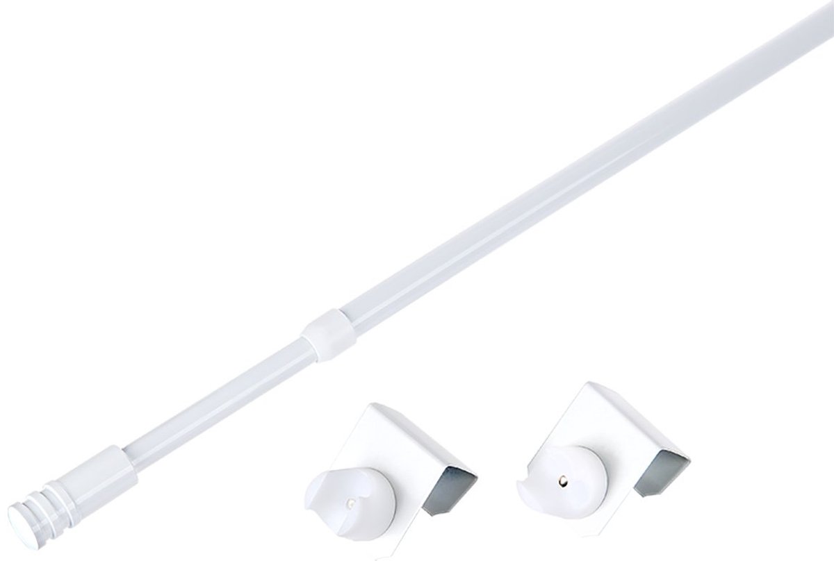SnelShoppen - Gordijnroede Basic Fix-Klick Uittrekbaar Wit, Klemstang met Raamhaken, Spannfix, Klembereik 15-20 mm, 75-110 cm, Perfect voor Woonkamer,