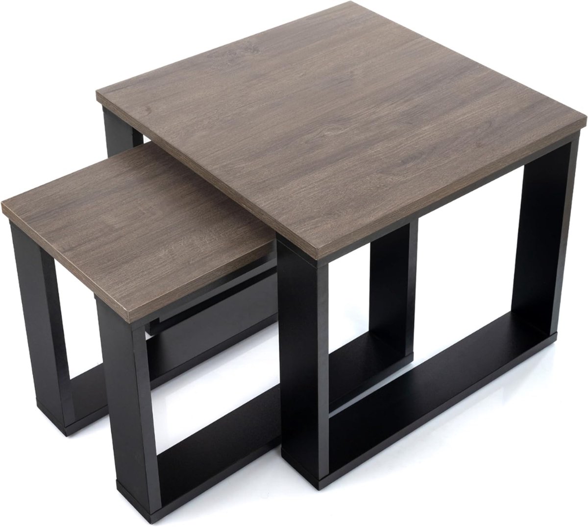 NIVA® Salontafel - Salontafel Vierkant - Salon Tafel - Zwart en Bruin - 50cm x 50cm x 42cm