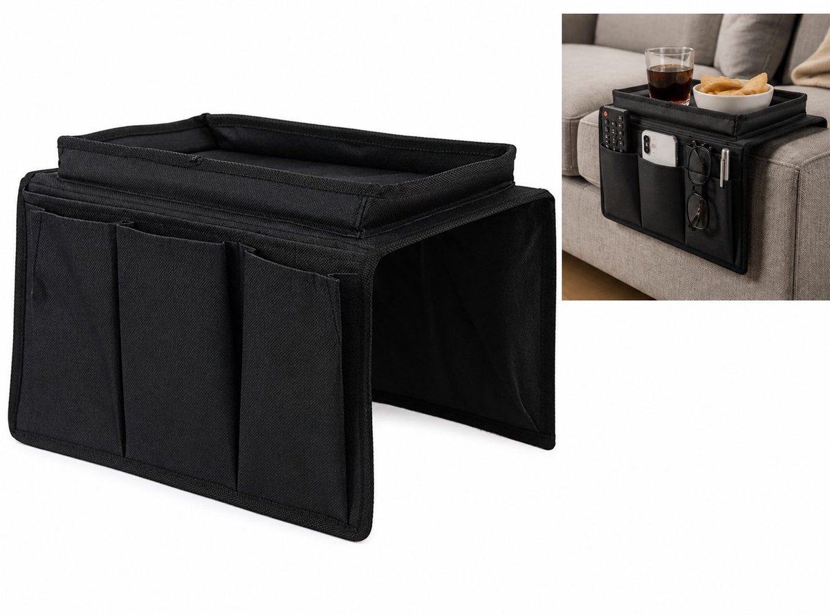 VHV - Bank Armleuning Organizer - Afstandsbedieninghouder van 600D Oxford - Voor Bank, Stoel en Woonkamer