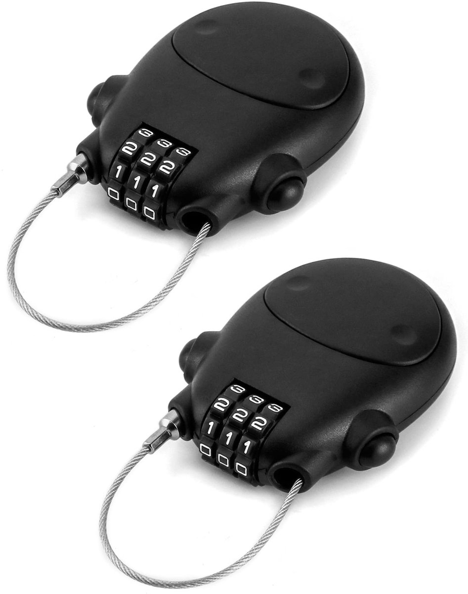 Dailygoods - 2 Stuks Kabelslot met 3 Cijfers voor Fietsen en Bagage