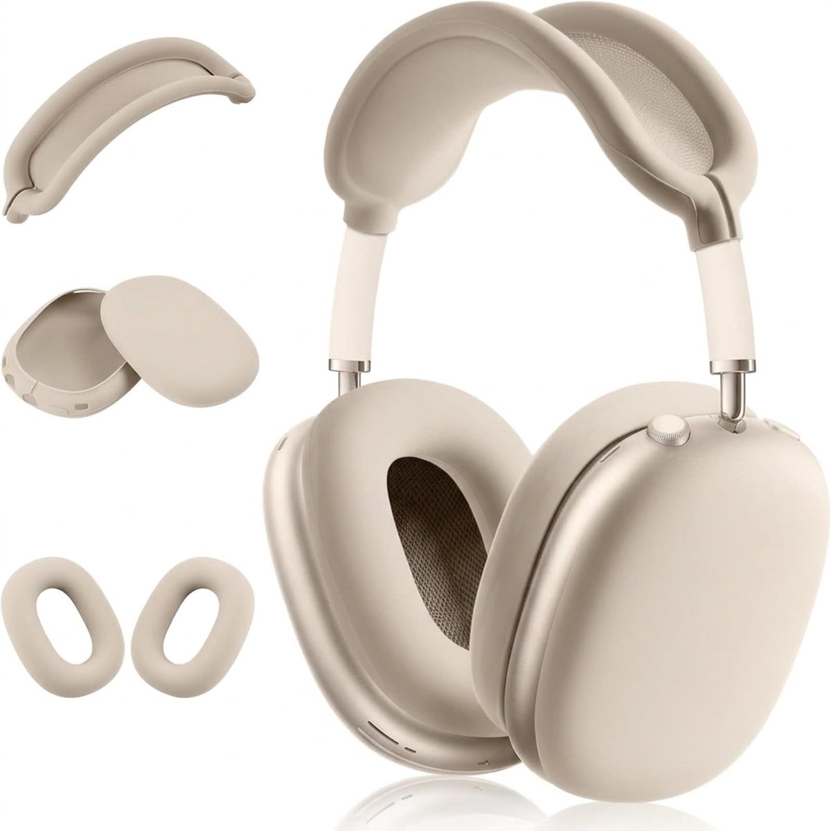 Dailygoods - 3-in-1 Siliconen Oorkussenbeschermhoezen voor AirPods Max - Starlight