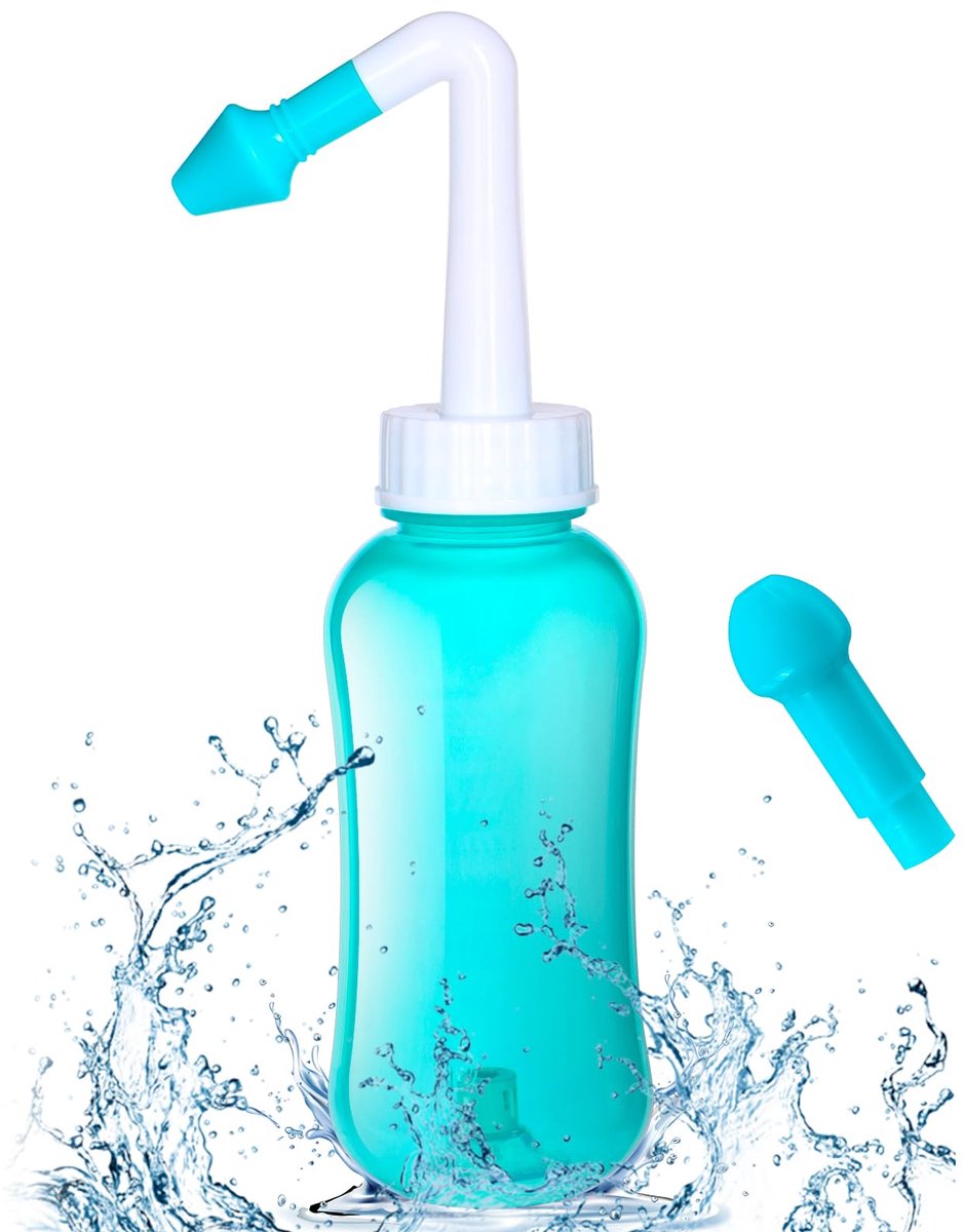 Dailygoods- Neti Pot Sinus Rinse Kit 300ML - Neusdouche - Neusspoeler Volwassene - Neusirrigatie - BPA Gratis - 2 Nozzles (Volwassen/Kinderen)