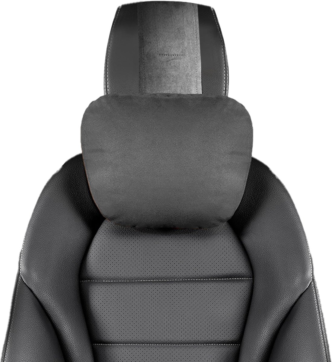 Dailygoods - Suede Katoenen Hoofdkussen voor Auto - Zwart, Voor Hoofde en Neksteun