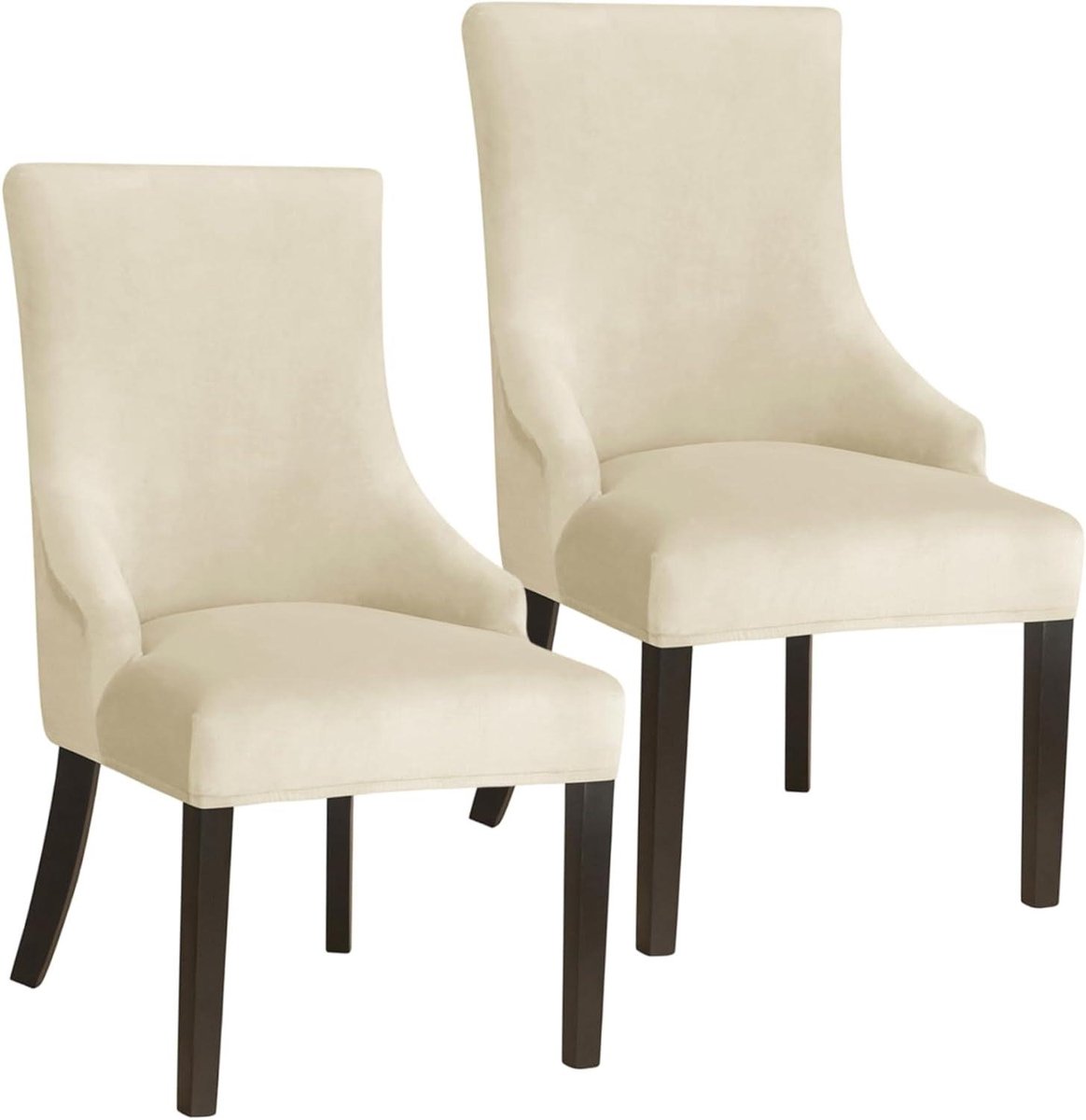 Stoelhoezen met armleuningen - Fauteuilhoezen Meubelhoezen - Meubels beschermen - Elastisch fluweel - Set van 2 - Beige