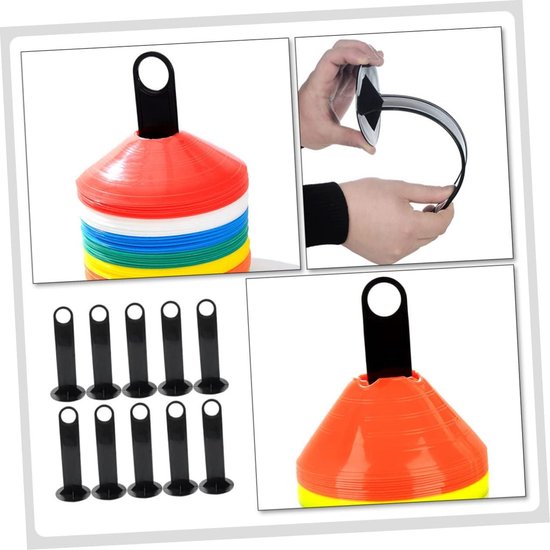 Voetbal Trainingsmateriaal - Oefen Kegels - Sport Training - Handige Opbergstandaards - 10 Stuks - Zwart — afbeelding 5