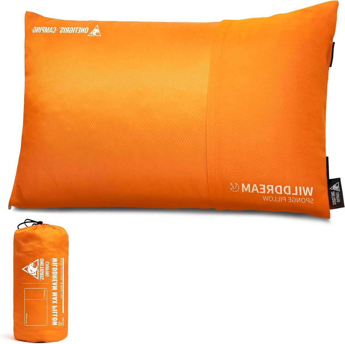 Kampeer Kussen - Reis Kussen - Comfortabel Slapen - Aanpasbare Vulling - 48 x 34 x 14 cm - Oranje