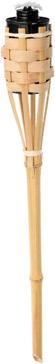 Buiten Fakkel - Tuinfakkel Olielamp - Feestdecoratie Tuin - Geweven Bamboe Stijl - 58 cm - Beige