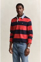 Gant Zwaar gestreept poloshirt met rode chambray kraag
