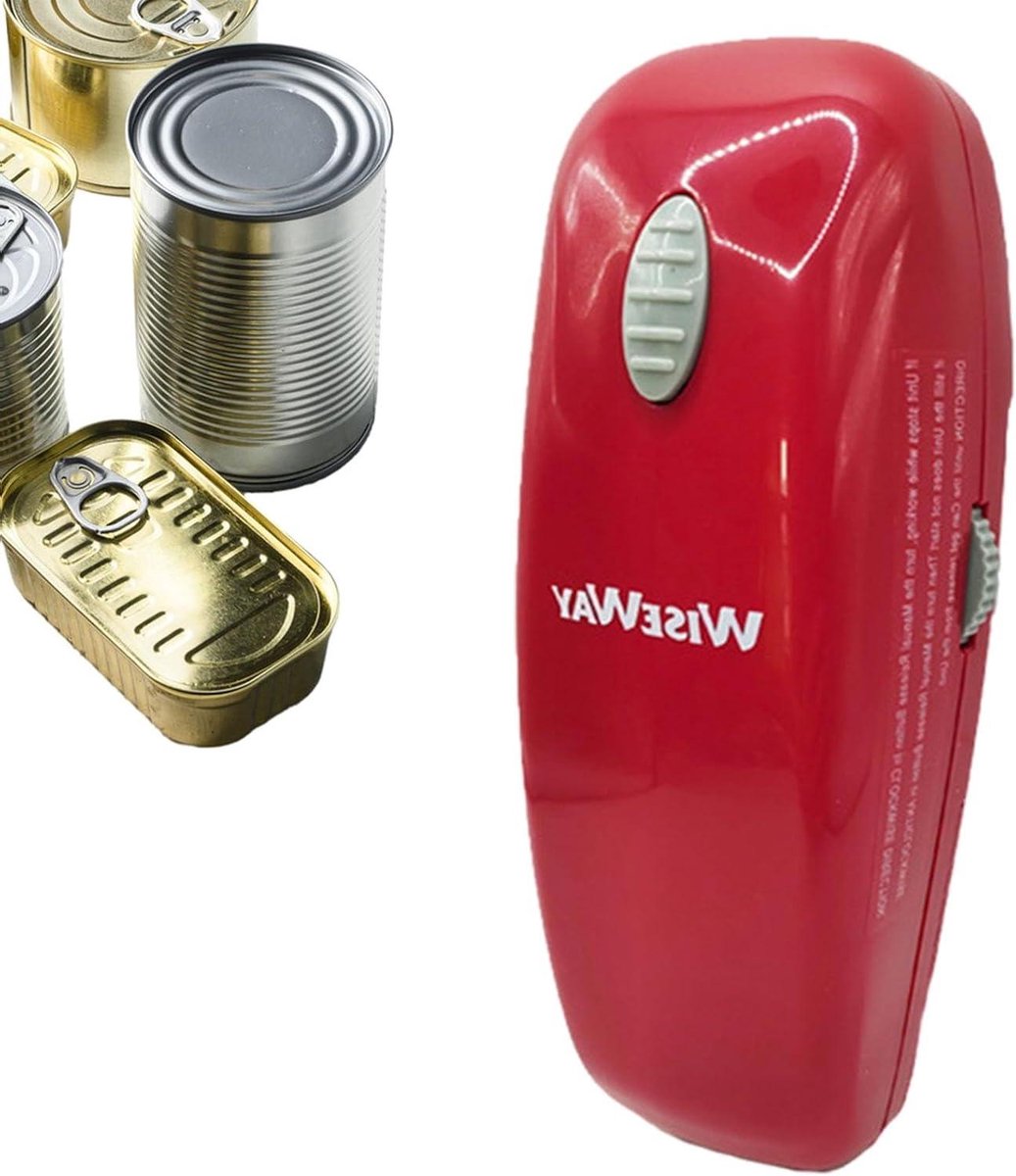 Automatische Blikopener - Elektrische Blikopener - Keuken Gemak - Snijdt Zonder Randen - 16x6x5cm - Rood