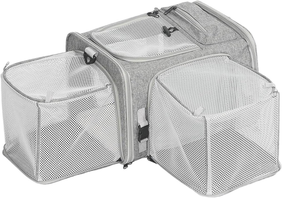Hondendrager Ademende Bench - Dieren Reistas - Comfortabel Reizen - Luchtvaart Goedgekeurd - 43 x 30 x 7 cm - Grijs