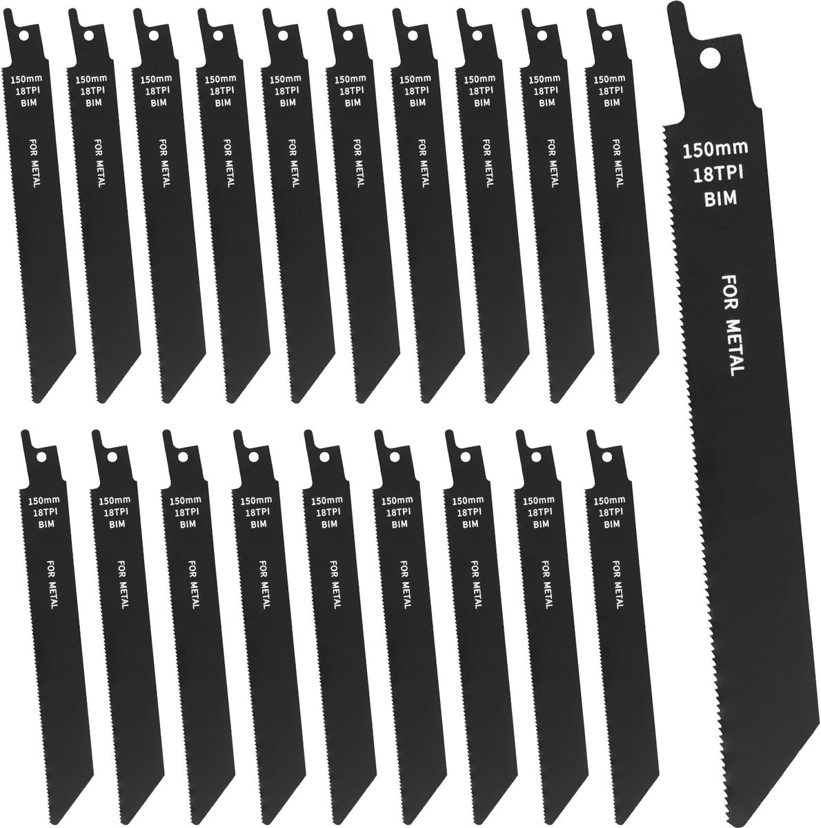 SnelShoppen - 20 Stuks Reciprocityzaagbladenset 150 mm 18TPI - Professionele Zaagbladen voor Houtbewerking, Tuin, Klussen en Meer