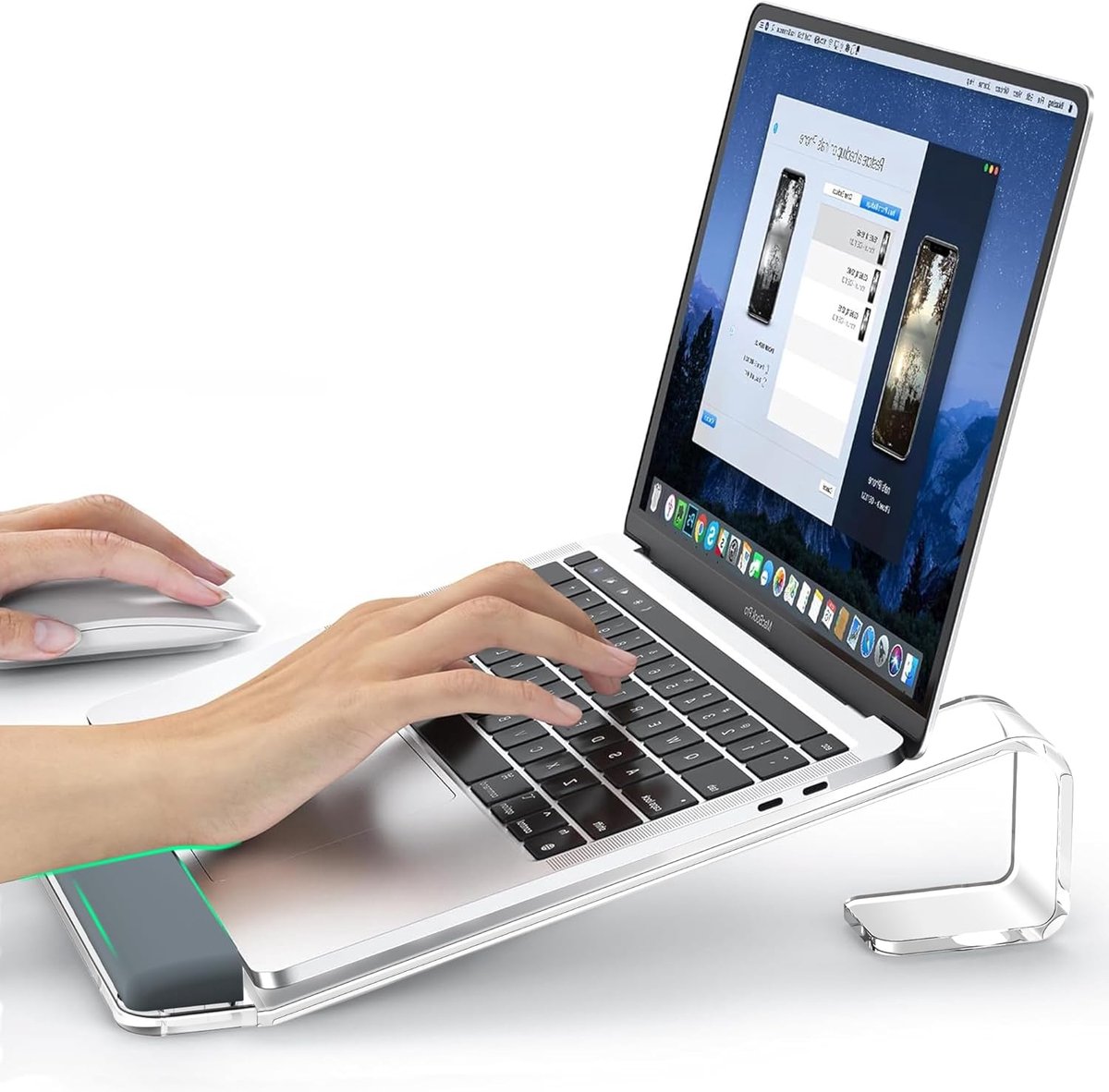 Laptop Standaard Ergonomisch - Laptop Verhoger met Polssteun - Aluminium Laptophouder - In hoogte verstelbaar met ventilatie en warmteafvoer - Opvouwbare Laptop Stand voor 9,3 tot 17,3 Inch - toums