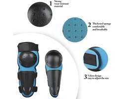 SnelShoppen - Fansport Motorbeschermingsuitrusting voor Kinderen 5-delig, Ademend, Creatief, Motorcross, Off-Road, Fietsen, Skiën, Schaatsen, Blauw