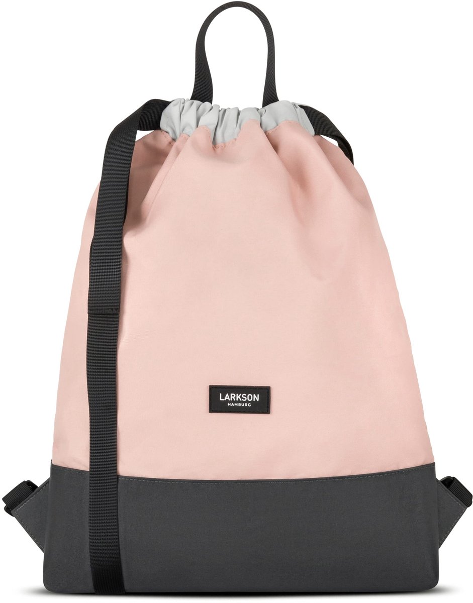 SnelShoppen - Gymtas met Trekkoord voor Dames en Heren - Roze Grijs Sporttas voor Meisjes en Jongens - Gerecycled Materiaal met Binnenzak en Buitenzak
