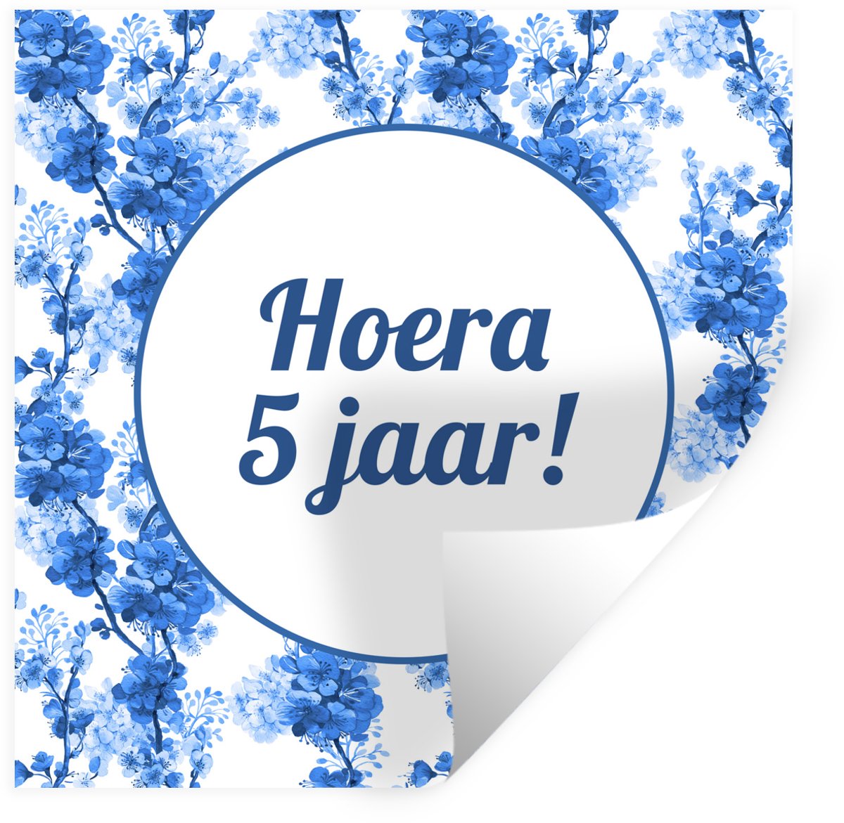 Muurstickers - Sticker Folie - Jubileum - 5 Jaar - Bloem - 100x100 cm - Plakfolie - Muurst