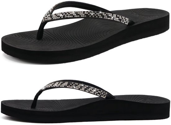 Strass teenslippers voor dames, met comfortabele ondersteuning van de voetboog, yogamat, kussentandalen, modieus, zomer, strand, reizen, orthotische wandelen, strings, sandels, instappers — afbeelding 2
