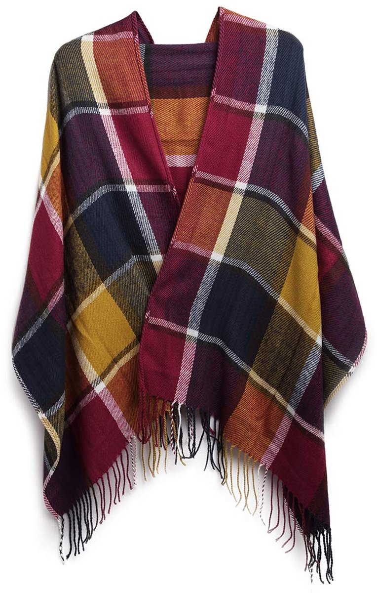 Lulu Dames sjaal winter oversized vierkante deken sjaal geruit tartan strepen zacht met franjes voor herfst winter Kerstmis