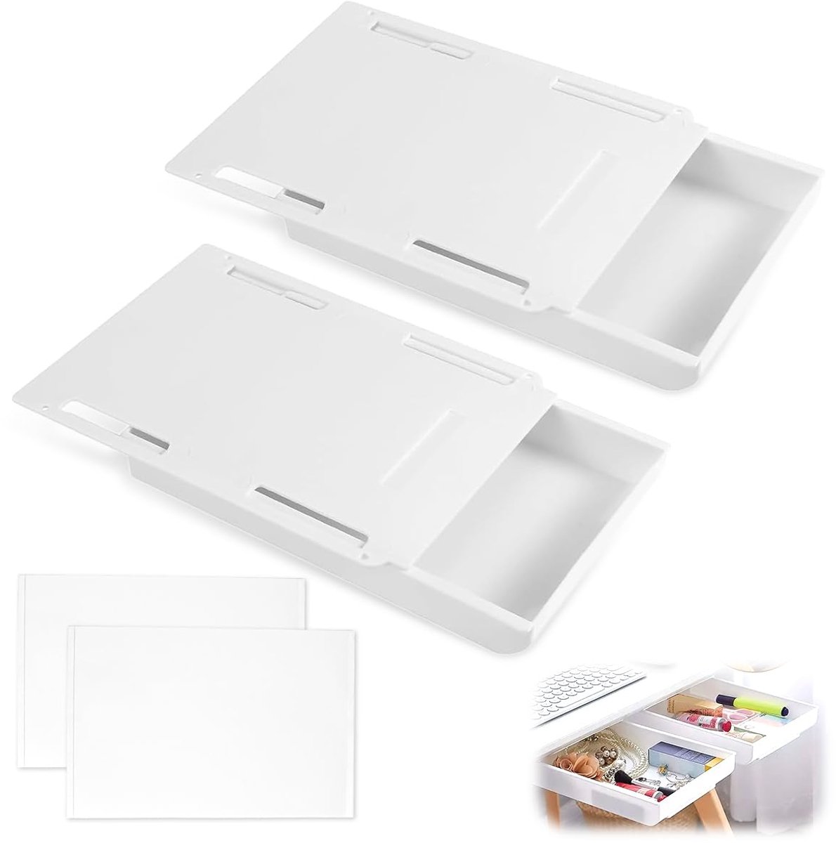 Bureau, 22 x 15,5 x 3,5 cm | verborgen lade openen en sluiten, geruisloos voor bureaus, kasten, commodes (wit)