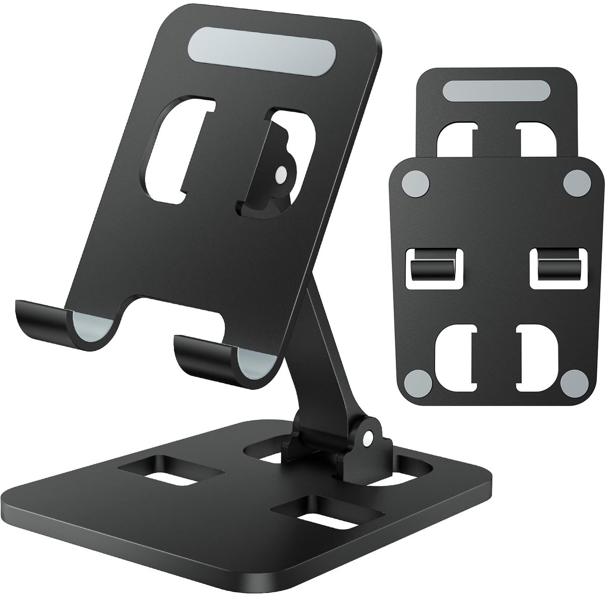 Bureautelefoonhouder, Dubbel Opvouwbare Telefoonhouder, Draagbare Telefoonhouder voor iPhone 17, 16, 15, 14, 13 Pro Max Plus, Air, Galaxy S25, S24 en alle andere telefoons – Zwart