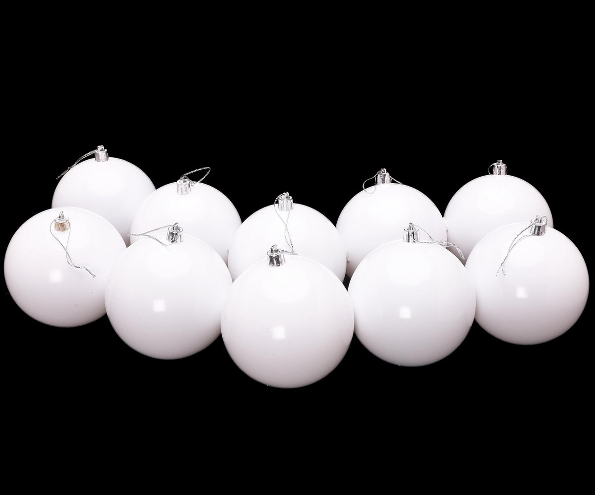 Kerstballen Set - Boomversiering - Feestelijke Decoratie - Extra Groot Formaat - 10 stuks 100mm - Wit
