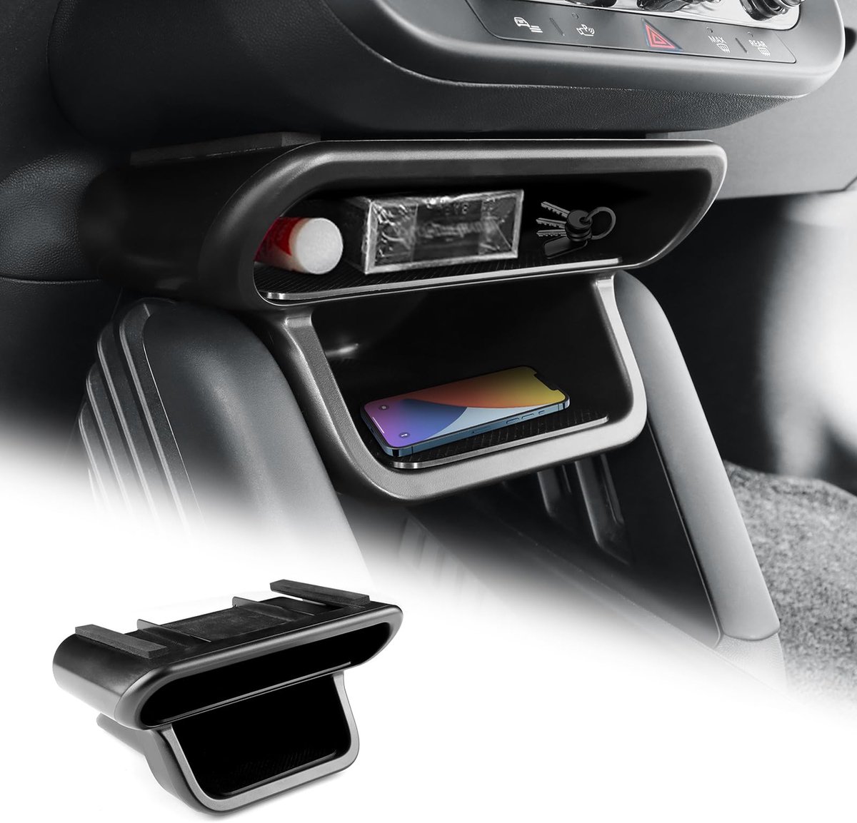 KUNGKIC Voor 2024 2025 Mini Cooper E/SE J01 EV, voor Mini Cooper S ACEMAN J05 Car Gear Shift Opbergbox Interieur Accessoires Modificatie Aangepast Voertuig Ontwerp Zwart (ABS)