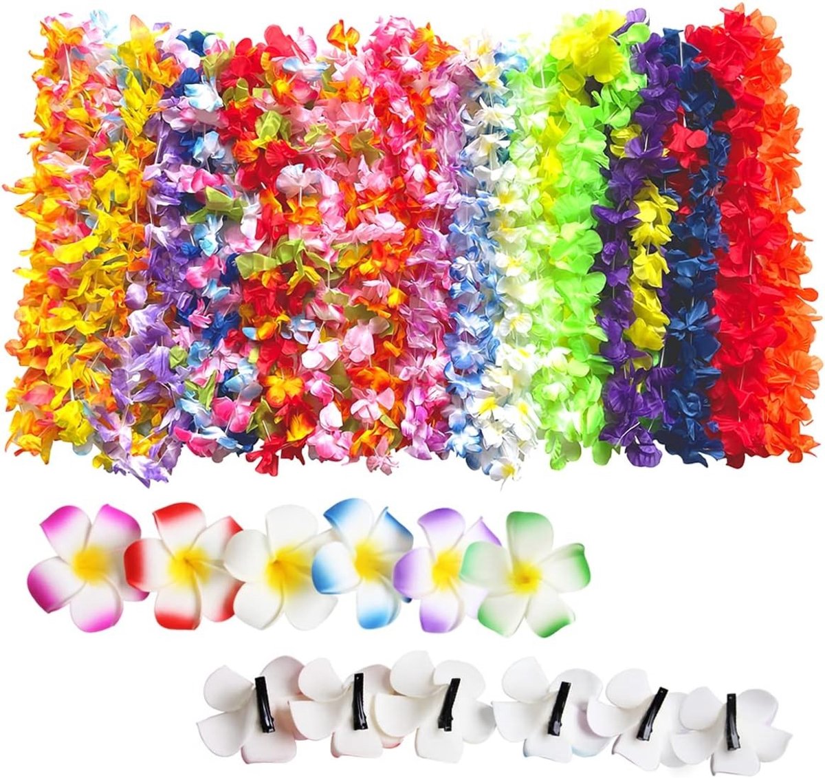 Tropische Hawaii Kettingen en Bloemen Haarclips Set voor Feestjes en Discotheken - 36 Stuks voor een Kleurrijke Look