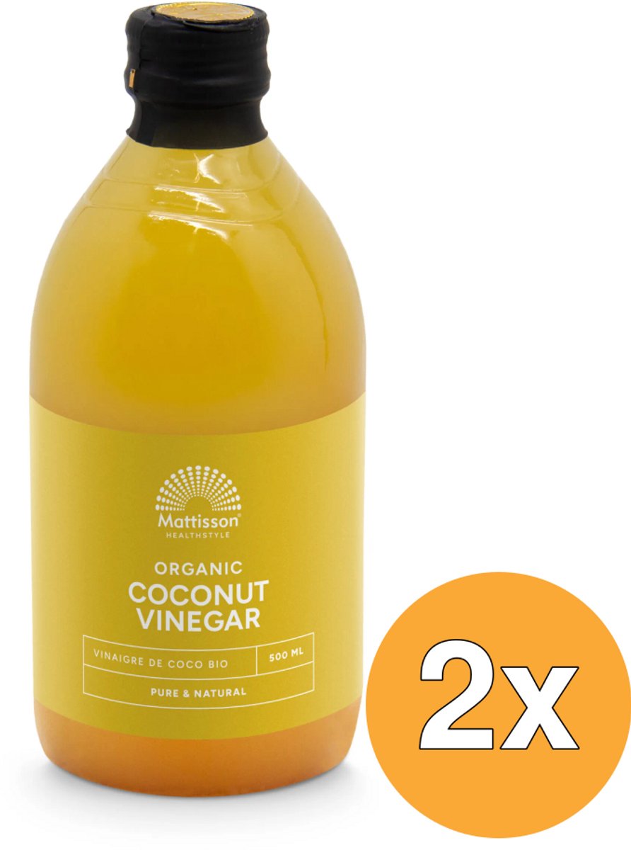 2x Mattisson Organic Coconut Vinegar Pure (500 ml)