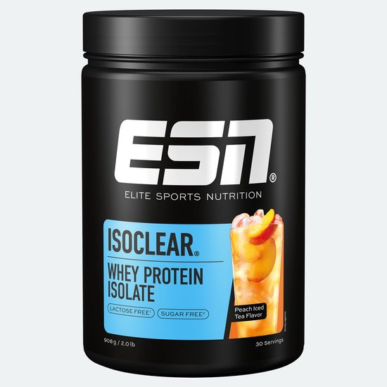 ESN ISOCLEAR Whey Isolate Proteïnepoeder, Peach Iced Tea, 908 g, 30 Porties Heldere Wei Poeder - Lactosevrij — afbeelding 2