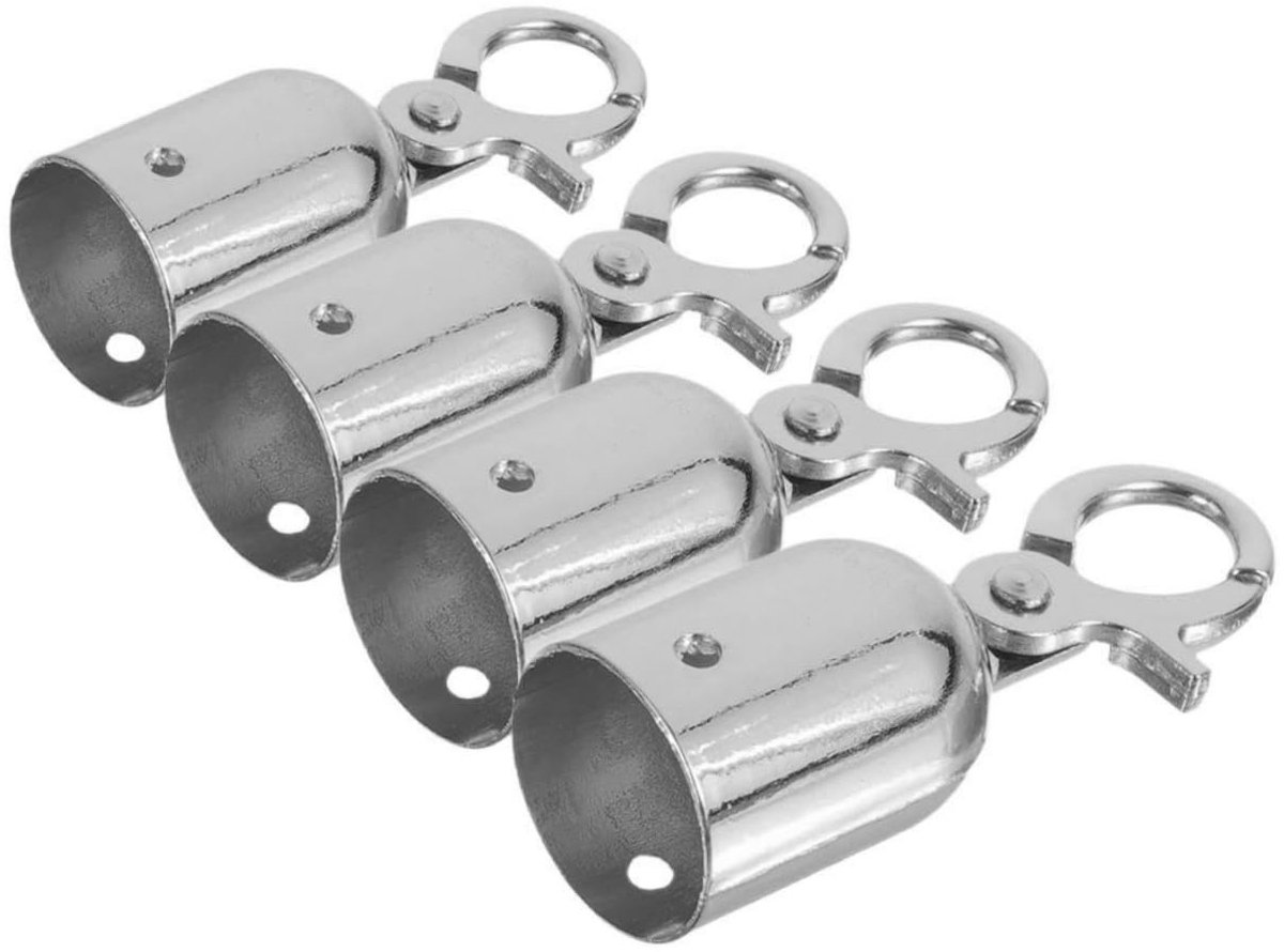 4 stuks roestvrijstalen kabeleindkappen met haken voor veilige afsluitkabels en leuningen, snel te monteren accessoires voor binnen en buiten, ideaal voor tuin en constructie