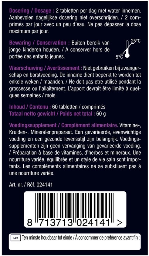 Lucovitaal Huid, Haar & Nagels met Biotine, Vitamine C & Zink, Voedingssupplement voor Volwassenen, Voor Huid, Haar en Nagels