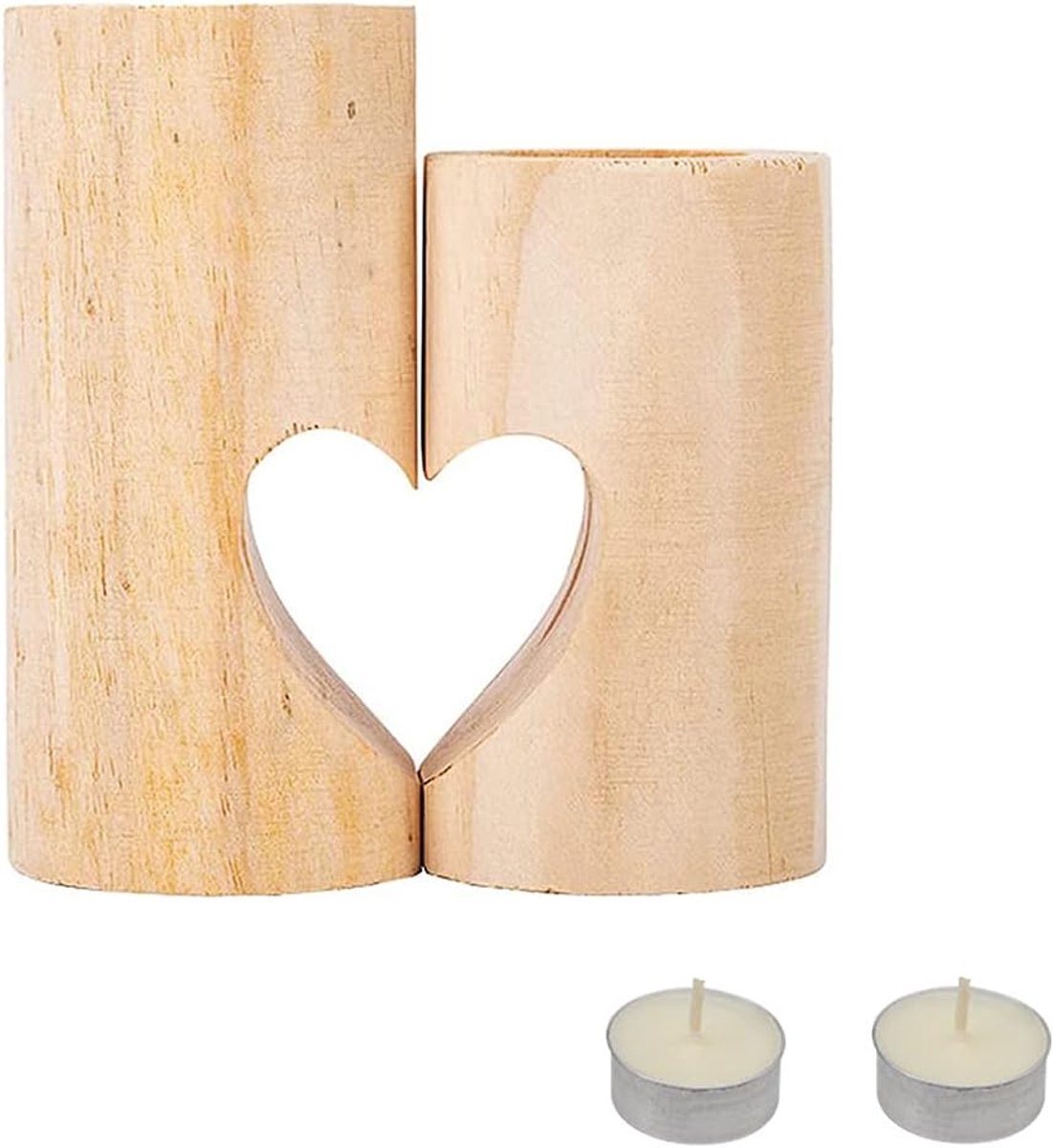 Kaarsenhouder, 2 Stuks Hartvormige, Kleine Houten Kandelaar, Handgemaakt, voor Valentijnsdag, Feestdecoratie, Houten Materiaal