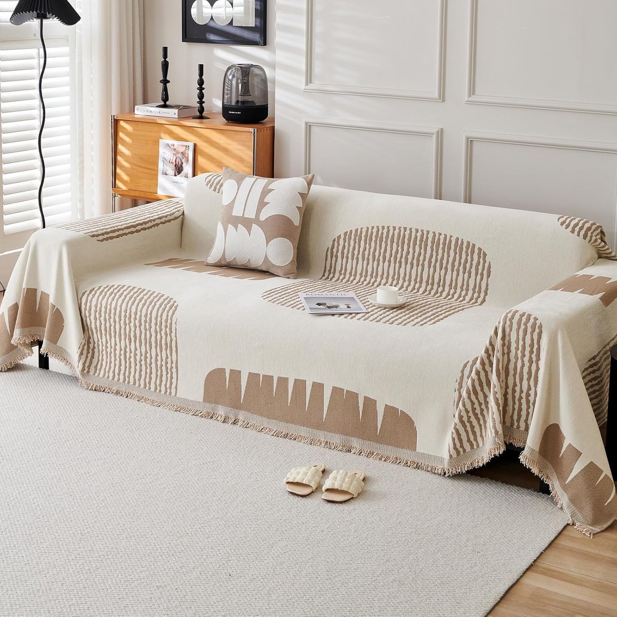 Plaids voor banken wasbare deken voor bed settees fauteuils, woonkamer 180 x 380 cm-curry