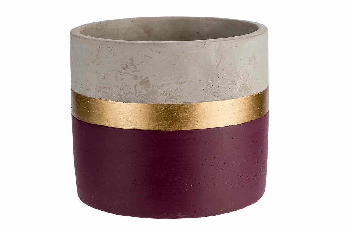 Cosy @ Home Gold Bloempot Mettalic Line Aubergine 12