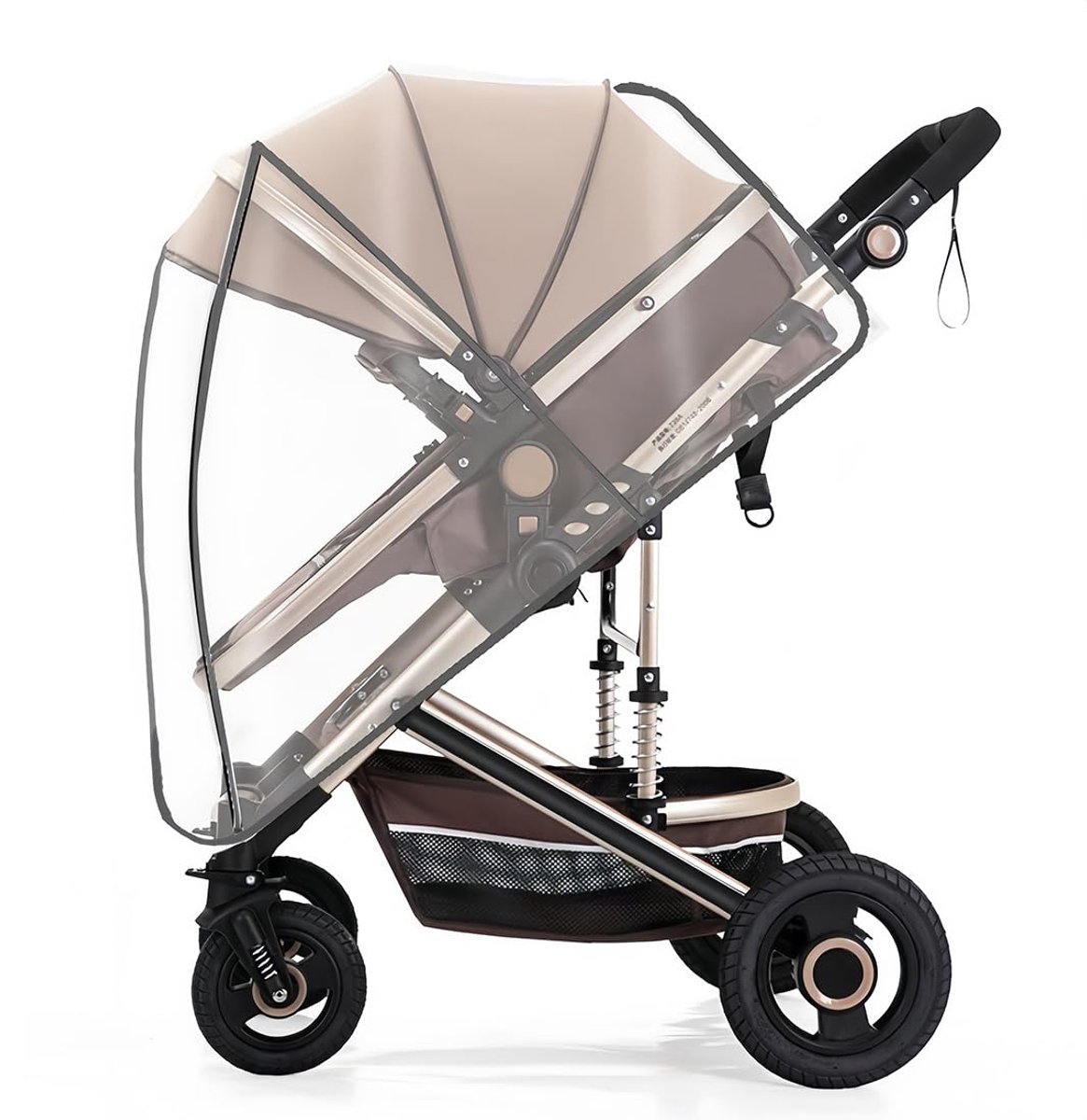 Regenhoes, regenbescherming, waterdichte bescherming van kunststof voor kinderwagen, contactvenster met luifel, goede ventilatie, pvc-vrij
