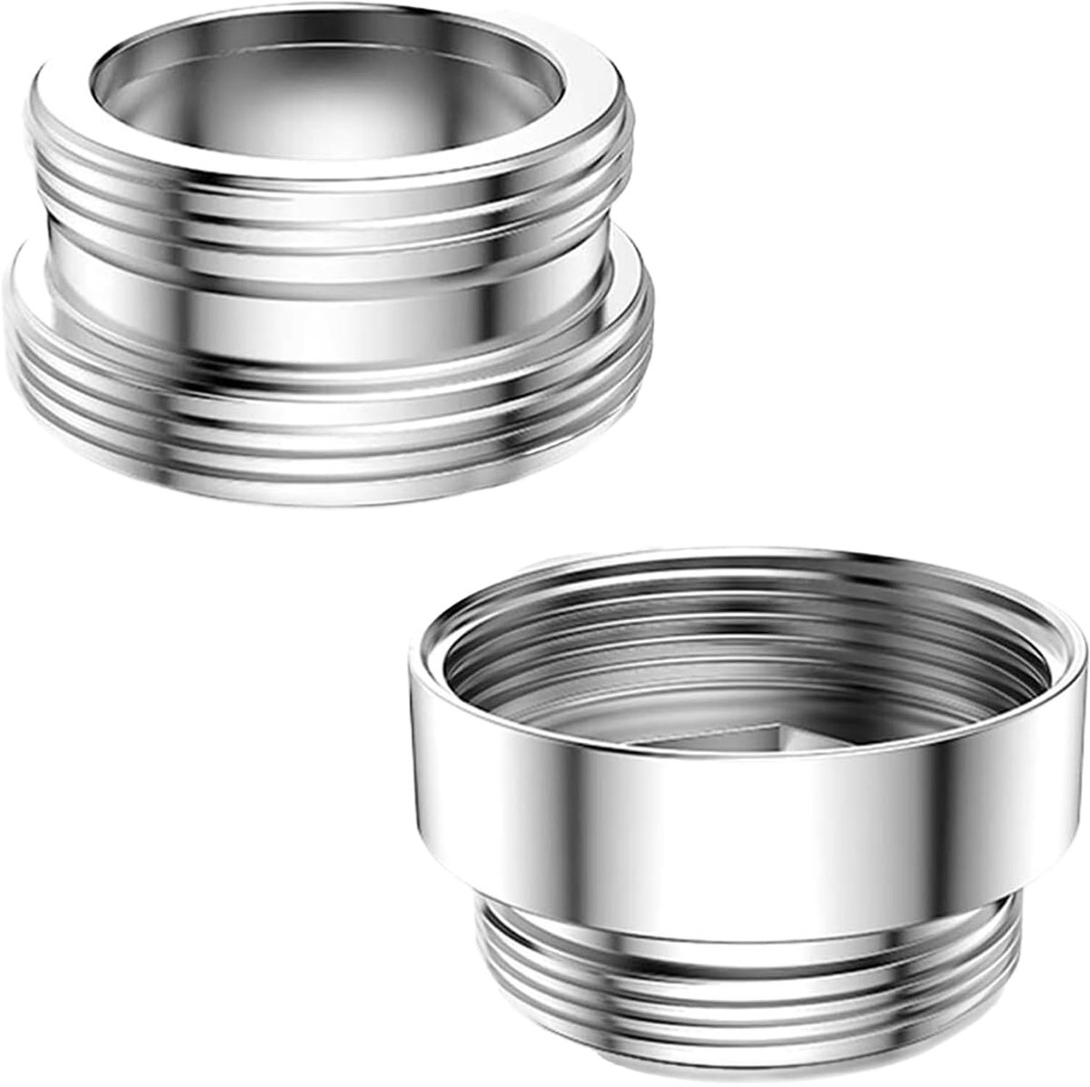 2 stuks metalen kraanadapters 24 mm tot 22 mm/22 mm tot 24 mm, waterbesparend metaal, kraanbeluchter, metalen adapter voor waterbesparende keukenkraan