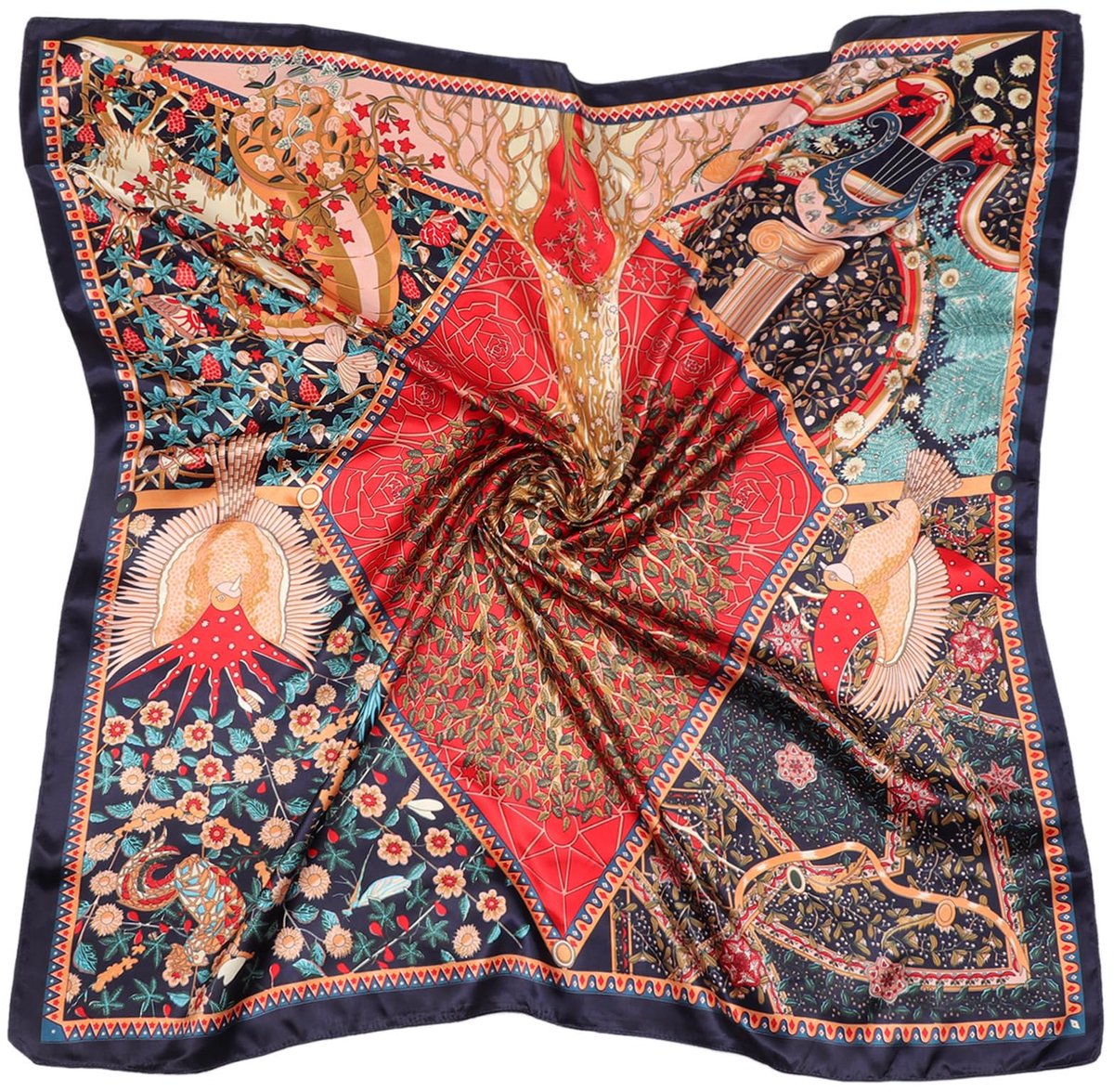 Grote Vierkante Satijnen Hoofddoeken Haar Sjaals Zijden Accessoires Klassiek Gedessineerde Vierkanten Strand Bandana's voor Vrouwen