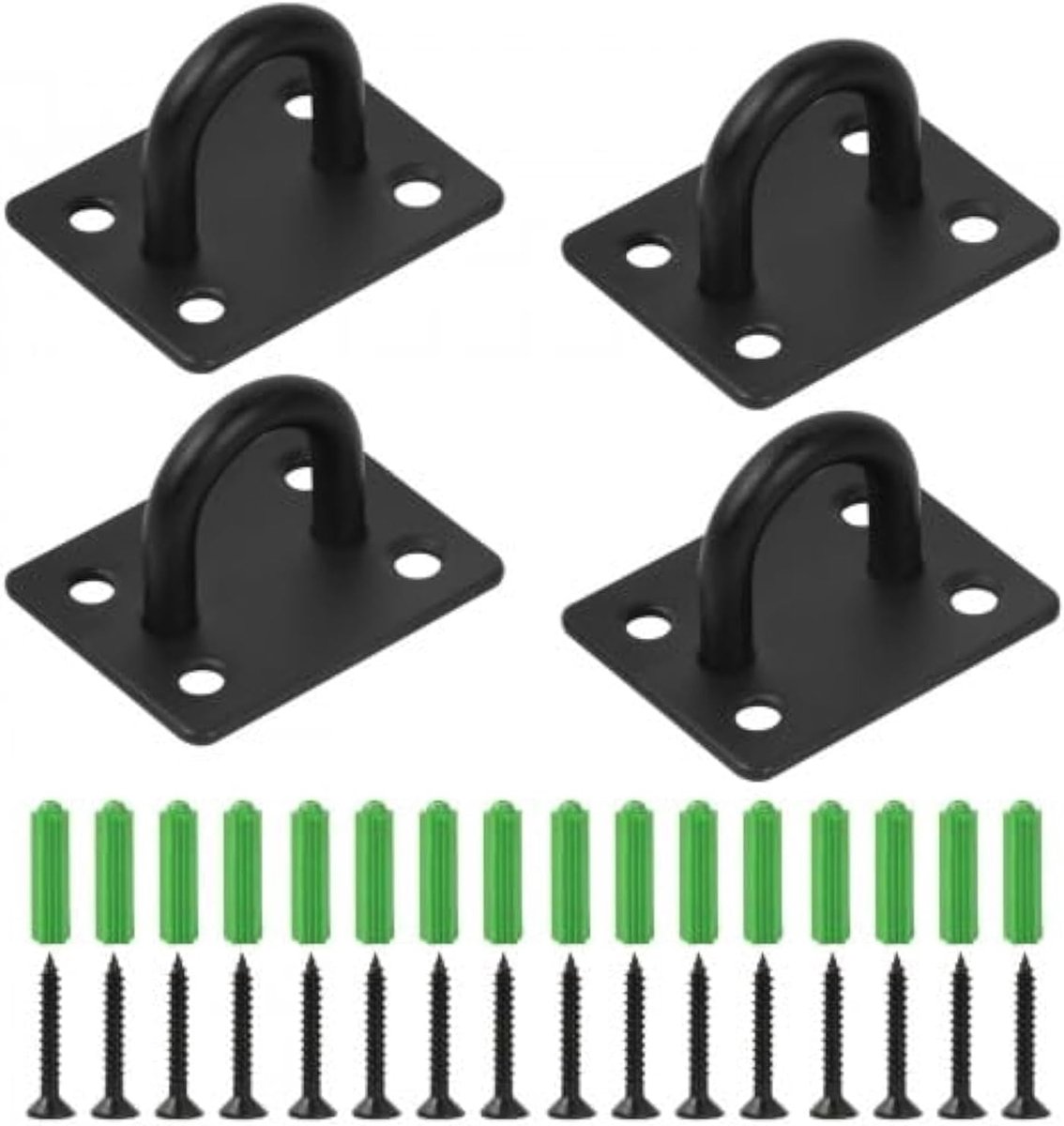Haken, oogplaathaken, oogplaat voor zonnezeil, plafond (zwart)