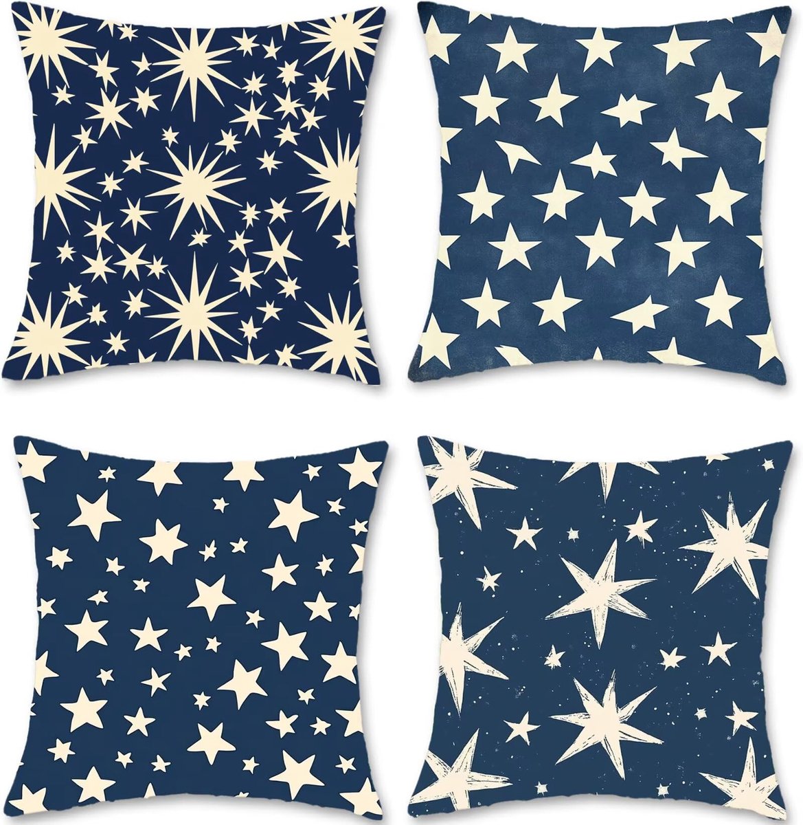 50 x 50 cm, marineblauw fluwelen bankkussen, hoofdkussen, ster, outdoor kussen, set van 4 kussenslopen, vierkant, bankkussen, voor Halloween, woonkamer, slaapkamer, balkon, decoratie, S1