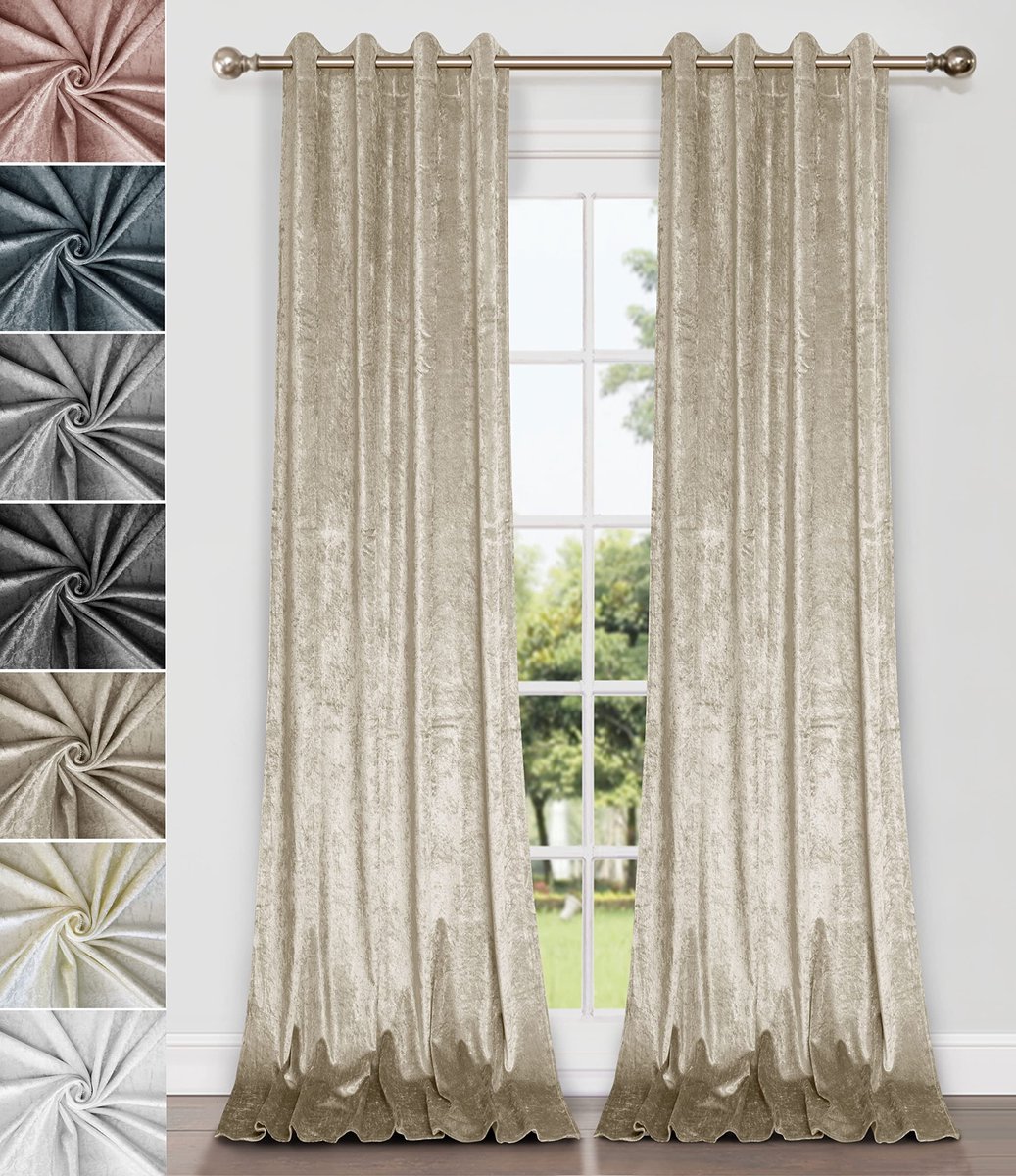 Gordijnen met oogjes, beige, 2 x 245 x 140 cm