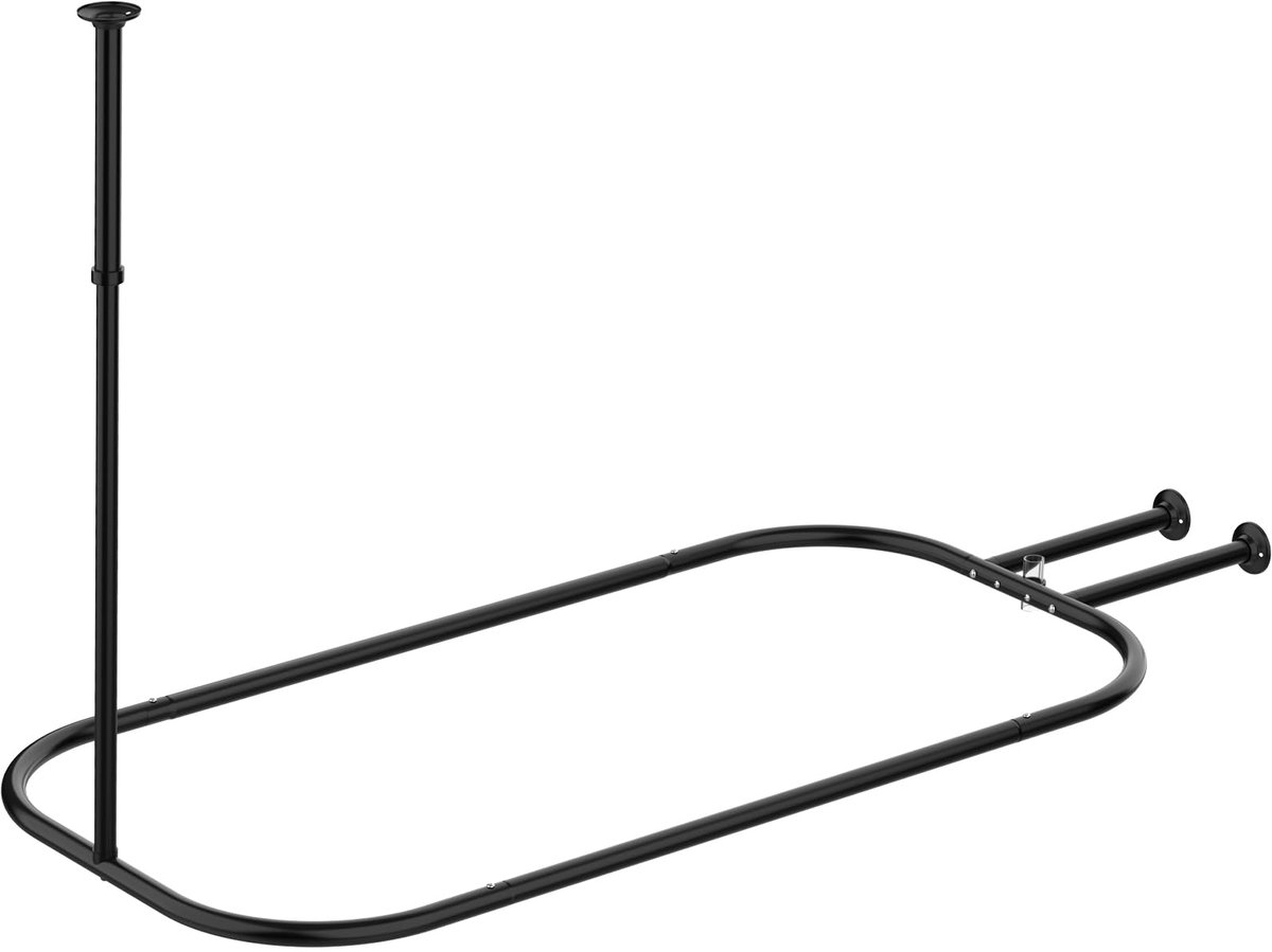 Gordijn Rod Hoop Vierkante Vorm Badkamer Heavy Duty Geen Roest Ovale Douchestaaf 58"x24" voor Clawfoot Tub, voor Vrijstaande Tubs Zwart