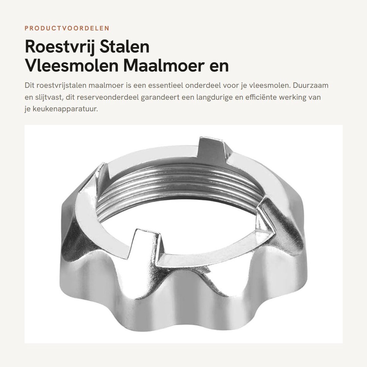 Dailygoods- Vleesmolen Roestvrij Staal - Maalmoer - Reserveonderdelen - Huishoudelijk Keukengereedschap - Duurzaam - Eenvoudige Installatie - Vleesmolenonderdeel