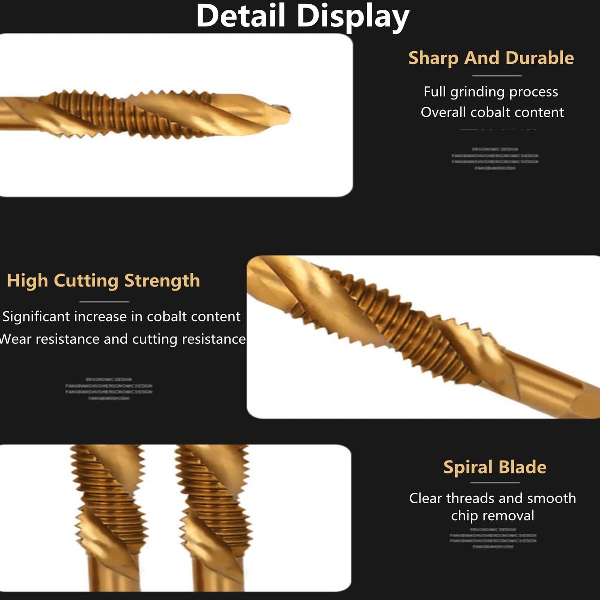 Dailygoods- Schroefdraad Tap HSS - M5 Spiral Flute - Blinde Gaten - Kleverige Materialen - Hoge Hardheid - Ti Oppervlaktebehandeling