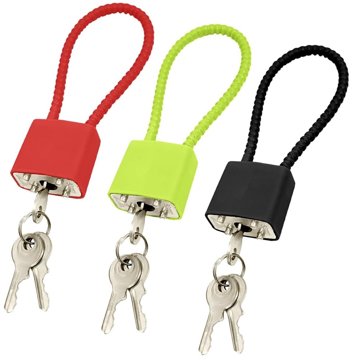 Dailygoods- Hangslot Hoogwaardige Veiligheid - Hangslot met Sleutel - Staalkabel - Roestvrij Staal - Slijtvaste Behuizing - Eenvoudig te Gebruiken - Slot