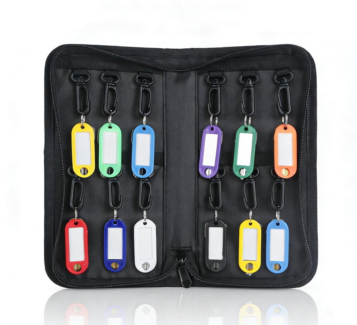 Dailygoods- Sleutelorganizer Vuurvast - Draagbare Sleutelhouder - 12 Sleutelhaken/Sleutellabels - Compact/ Lichtgewicht - Ideaal Cadeau - Zwart Glasvezel - Sleutelhanger